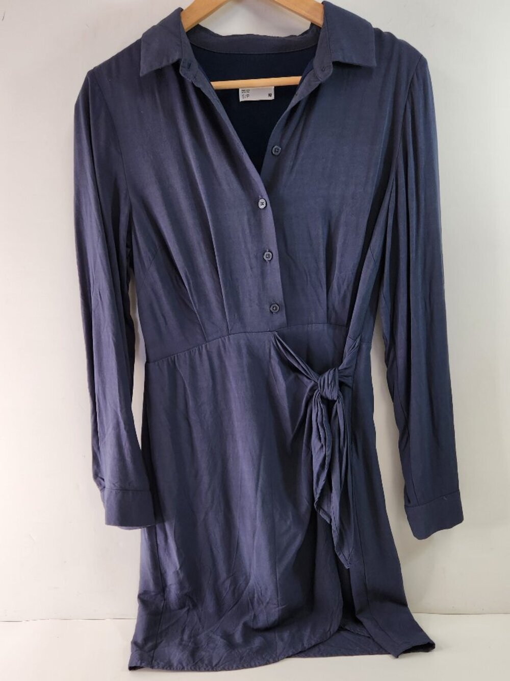 Frank and Oak Blue Long Sleeve Dress w/ Sash Size Small